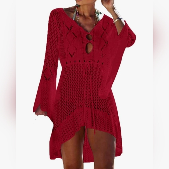 New Knitted Hollow Beach Blouse Crochet Cover - Picture 1 of 7